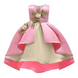 Baby Girl Flower Embroidered Pattern Vest Formal Dress Birthday Dress - MyKids-USA™