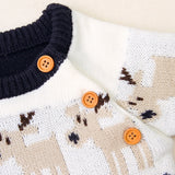 Baby Cartoon Christmas Deer Pattern Shoulder Button Design Knitted Pullover Sweater - MyKids-USA™