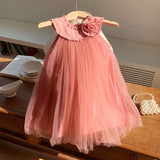 Summer Arrival Sleeveless Solid Color Tulle Dress for Stylish Girls - MyKids-USA™