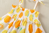 Baby Girl Lemon Fruit Print Sleeveless Dress Combo Short Pants In Sets - MyKids-USA™