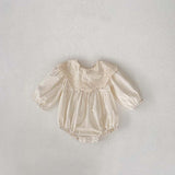 New Arrival Spring Baby Kids Girls Ruffle Collar Long Sleeves Floral Embroidery Onesies And Dress – Princess Sister Matching Set - MyKids-USA™