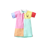 Summer Baby Kids Girls Short Sleeves Color Patchwork Polo Design Dress - MyKids-USA™