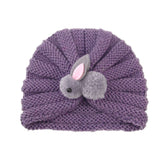 Newborn Baby Solid Color Rabbit Patched Design Wool Knitting Tire Caps