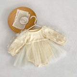 Baby Girl Solid Color Mesh Patched Design Dress - MyKids-USA™