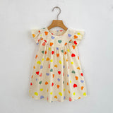 Summer Girls Simple Colorful Hearts Pattern Fly Sleeves Onesies and Girls’ Dress – Princess Sister Matching Set
