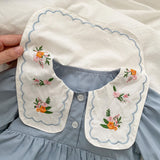 Baby Girl Solid Color Embroidered Doll Neck Beautiful Onesies Dress - MyKids-USA™