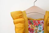 Baby Girl Flower Pattern Butterfly Sleeve Design Cute Dress With Hat