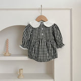 New Spring/Autumn Baby Black Plaid Onesies And Dress For Girls With Long Sleeves – Family Sister Matching Set - MyKids-USA™