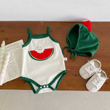 New Design Summer Baby Kids Boys And Girls Cartoon Watermelon Pattern Sleeveless Strap Onesies - MyKids-USA™