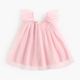 Summer New Arrival Baby Girls Holiday Solid Color Princess Square Neck Mesh Strap Dress - MyKids-USA™