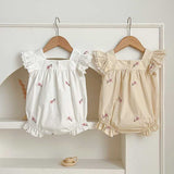 Summer Baby Girls Floral Square Neck Onesie - MyKids-USA™