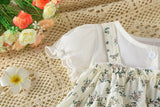 Baby Girl Floral Pattern Round Nek Short Sleeve Onesies Dress - MyKids-USA™