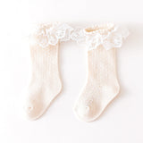 Baby Girl Solid Color Mesh Patched Design Lace Socks - MyKids-USA™