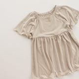Baby Girl Solid Color Fly-Sleeved Design Dress Pajamas In Summer - MyKids-USA™