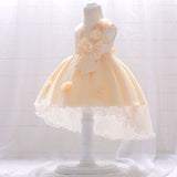 Baby Girl Full Moon Christening Trailing Tutu Formal Dress - MyKids-USA™