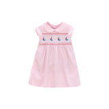 Summer Baby Girls Sleeveless Sailboat Pattern Striped Dress
