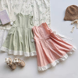 Summer Arrival Baby Kids Girls Vintage Lace Sleeveless Flowers Pattern Dress
