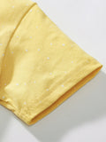 Summer Arrival Girls’ Rabbits Pattern Crew Neck Short Sleeves Yellow Dress
