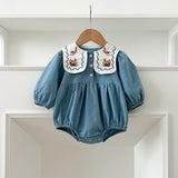 Arrival Autumn Baby Kids Girls Long Sleeves Flowers Embroidery French Collar Onesies and Dress – Princess Sister Matching Set - MyKids-USA™