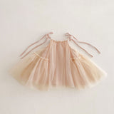 Summer Arrival Sleeveless Solid Color Tulle Dress for Stylish Girls