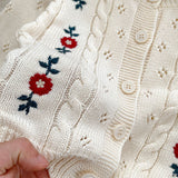 Autumn Arrival Baby Kids Girls Comfortable Floral Pattern Embroidered Knitted Long Sleeves Cardigan - MyKids-USA™