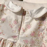 Summer Arrival Floral Pattern Short Sleeves Peter Pan Collar Dress for Stylish Girls