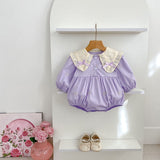Arrival Spring Baby Kids Girls Long Sleeves Bows Embroidery Pattern Floral Collar Onesies and Dress – Princess Sister Matching Set