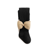 Baby Girls Kids Solid Color Striped Pattern Design Double Thick Bows Pantyhose