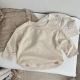 Baby Boy And Girl Solid Color O-Neck Design Long-Sleeved Tops In Spring