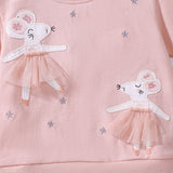 Summer Arrival Dancing Mouse Pattern Short Sleeves Tulle Dress for Stylish Girls