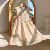 Summer Arrival Baby Kids Girls Vintage Lace Sleeveless Flowers Pattern Printed Dress