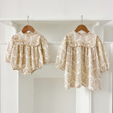 Spring Baby Girls French-style Floral Long-sleeved Onesies and Dress – Princess Sister Matching Set - MyKids-USA™