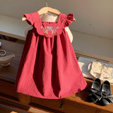 Summer Arrival Baby Kids Girls Fly Sleeves Flowers Embroidered Pattern Dress - MyKids-USA™