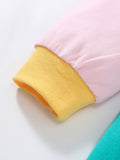 New Arrival Autumn Girls Long Sleeves Rainbow Color Patchwork Crew Neck Dress