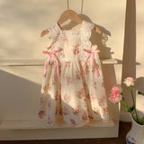 Summer Baby Kids Girls Sleeveless Flowers Printed and Embroidered Pattern Dress - MyKids-USA™