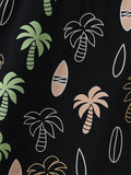 Summer Baby Kids Unisex Tropical Coconut Tree Pattern Short Sleeves T-Shirt And Solid Color Shorts Casual Clothing Set - MyKids-USA™