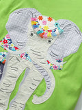 Summer Pure Cotton Animals Pattern Short-sleeved Green Dress for Stylish Girls