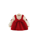 Autumn and Winter Arrival Baby Girls Long Sleeves Crew Neck Top and Overalls Dress