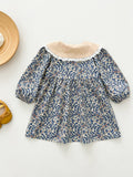 Spring and Autumn Vintage Floral Print Long-sleeved Dress with Lace Collar for Stylish Girls - MyKids-USA™