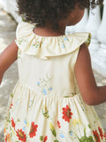Summer Girls Sleeveless Floral Pattern Single Breasted Dress - MyKids-USA™
