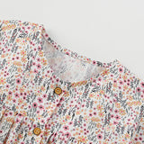 Summer Arrival Flowers Pattern Short Sleeves Single Breasted Dress for Stylish Girls