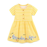 Summer Arrival Baby Girls Cute Rabbits Pattern Short Sleeves Striped Dress