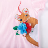 Summer Arrival Animals Cartoon Pattern Short Sleeves Dress for Stylish Girls