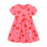 Summer Arrival Girls Short Sleeves Red Heart Pattern Dress