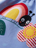 Spring And Summer Baby Girls Short Sleeves Rainbow Insect Polka Dot Dress