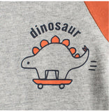 Baby Boys Dinosaur Cartoon Color Patchwork Crew Neck Long Sleeve Pullover