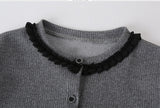 Girls Single Breasted Cardigan Tops Black Dress Sets - MyKids-USA™