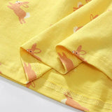 Summer Arrival Cartoon Rabbits Pattern Short Sleeves Dress for Stylish Girls - MyKids-USA™