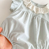 Summer Arrival Baby Girls Cute Fly Sleeves Color Patchwork Onesies