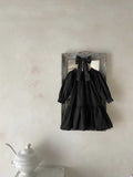Baby Girl Solid Color Lace Design Square Neck Long Sleeves Princess Dress - MyKids-USA™